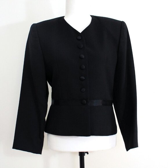 Fitted Black Vintage Blazer, JULES Jacket, 80s Power Shoulders - Picture 5 of 8